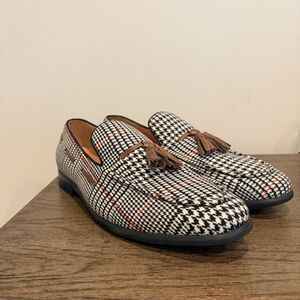 Men's Elanroman Houndstooth Tassel Loafers Slip On Dress Shoes Size 12 UK 45